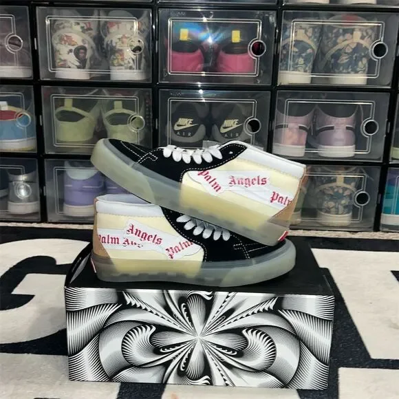 Vans x Palm Angels Sk8-Mid VLT LX Black Sneakers Unisex Size 6M/7.5W - Picture 1 of 3